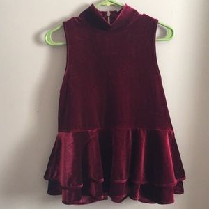 Torn by Ronny Kobo velvet peplum top
